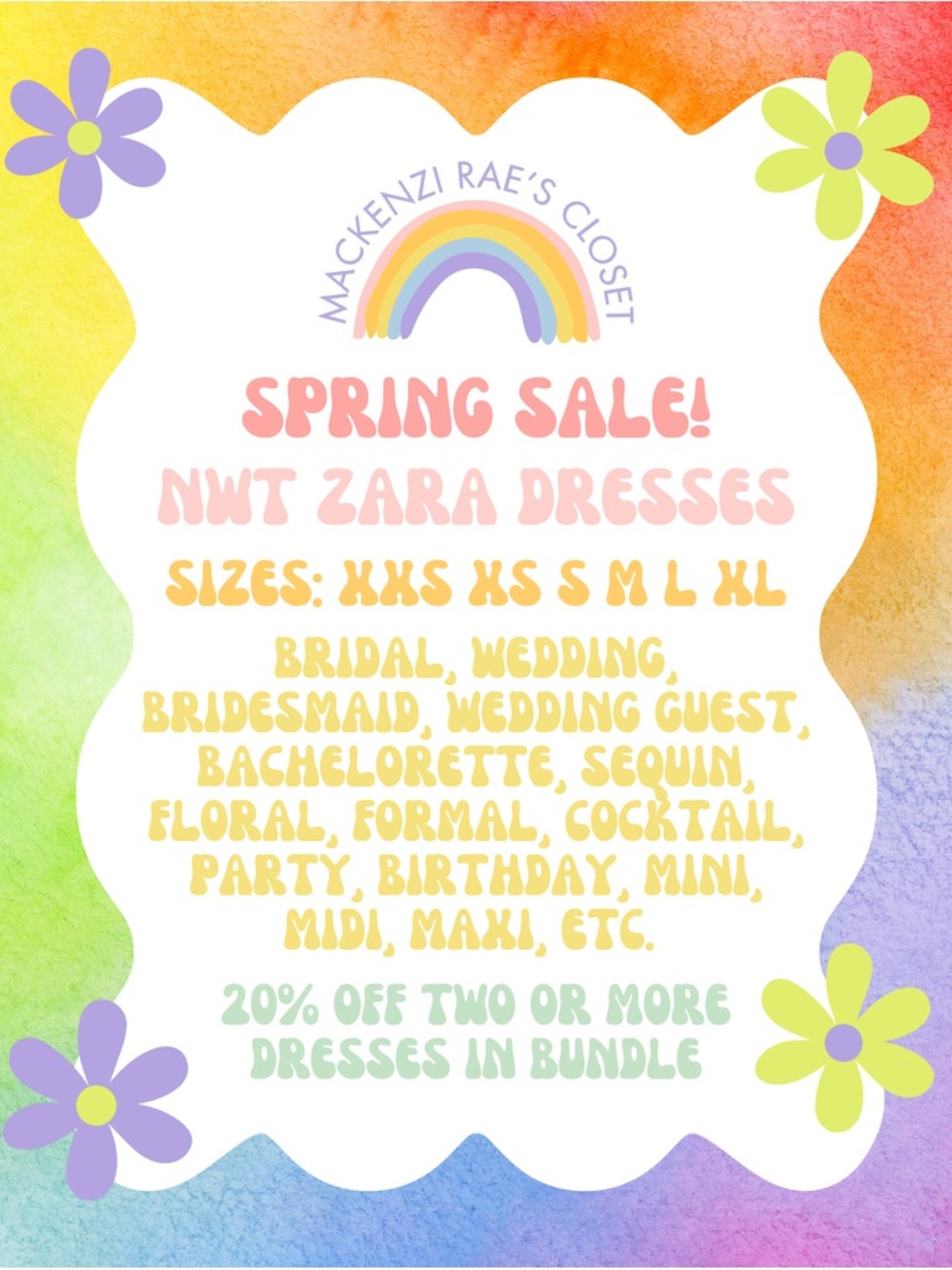 Lulu's Pastel Rainbow Backless Dress Poster - Pink, Yellow, Purple, Green, Blue